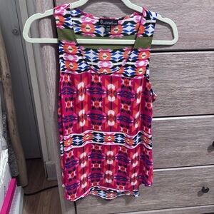 Signature Studio Vibrant Pink and Green Tank Top